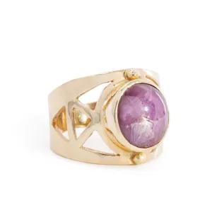 Star Ruby 11.41ct Cabochon 14kt Gold Ornate Ring