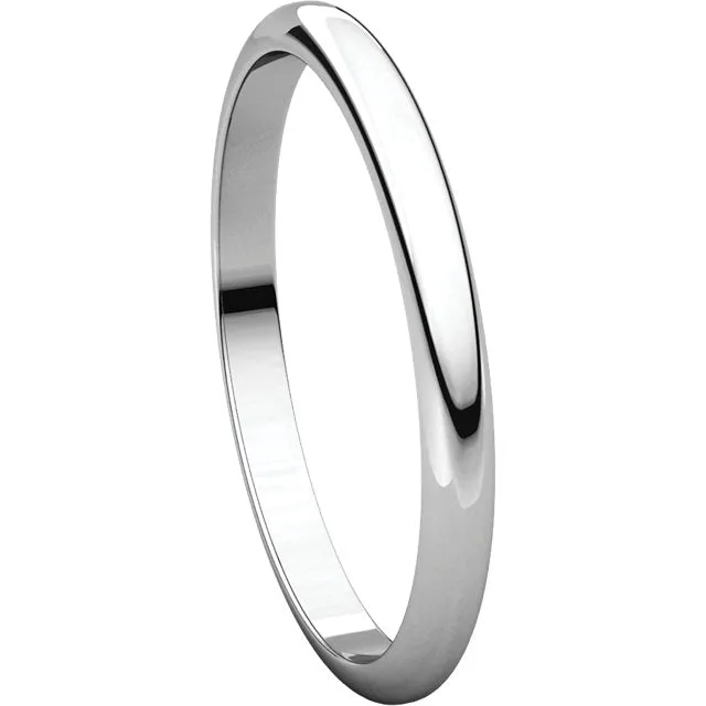 Sterling Silver 2mm Half Round Band, Size 5.5