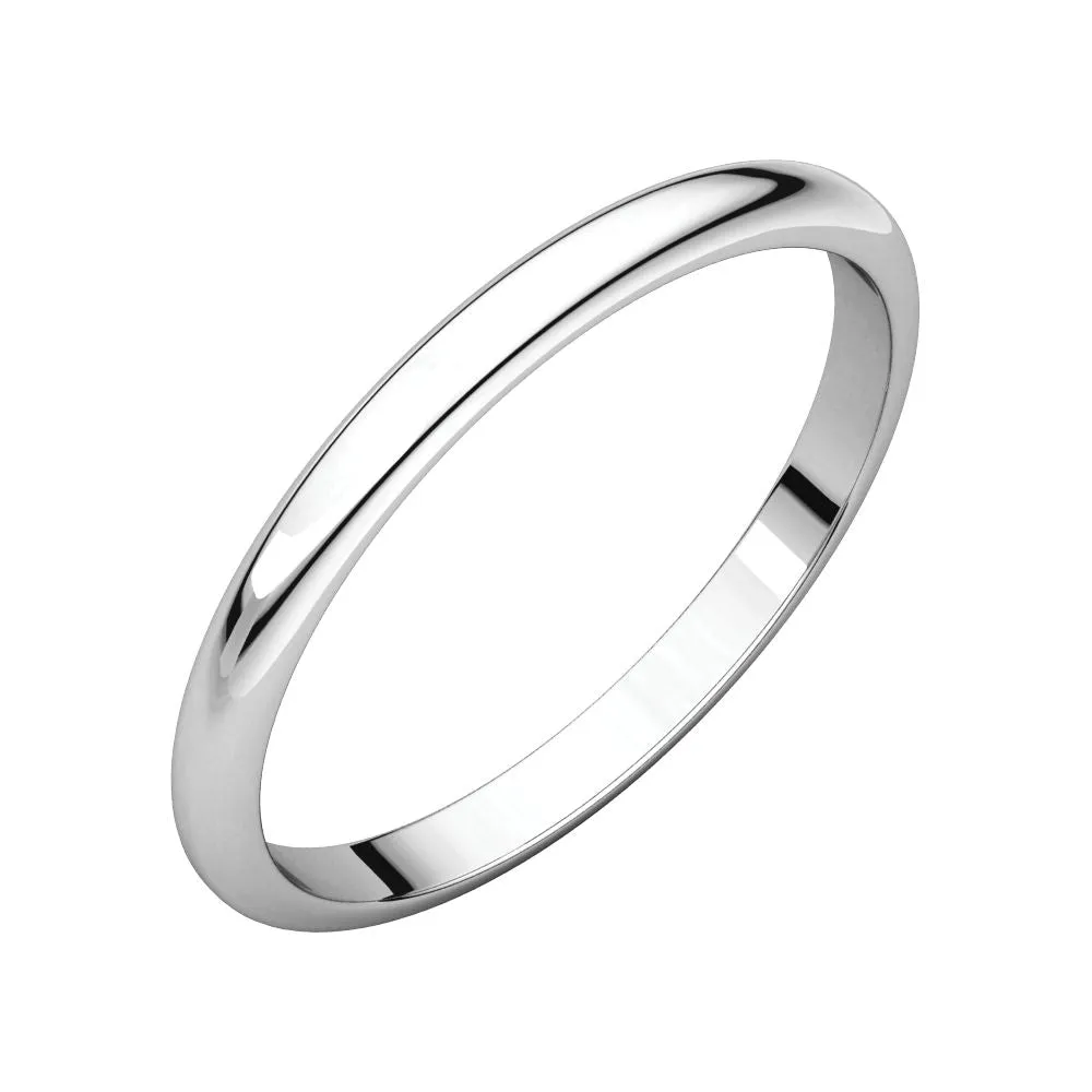 Sterling Silver 2mm Half Round Band, Size 5.5