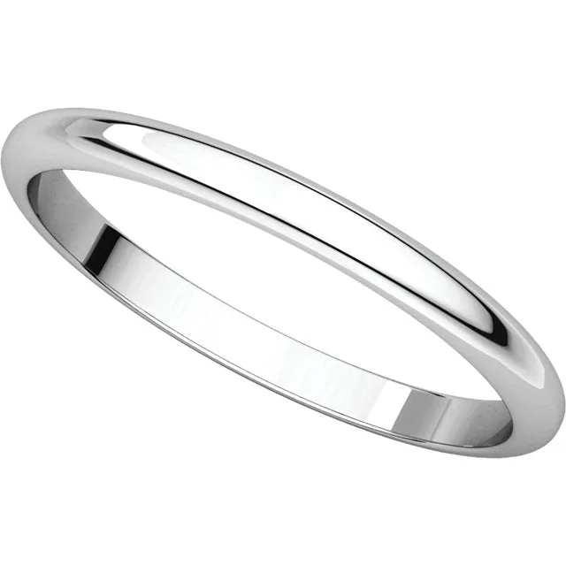 Sterling Silver 2mm Half Round Band, Size 5.5