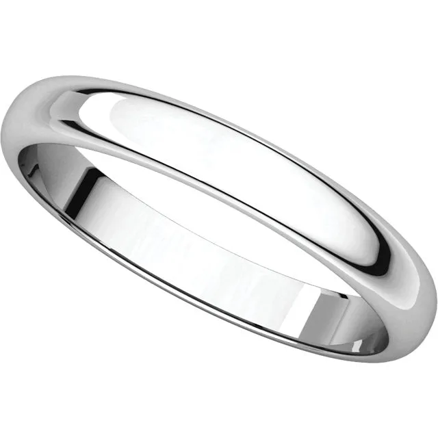 Sterling Silver 3mm Half Round Band, Size 10