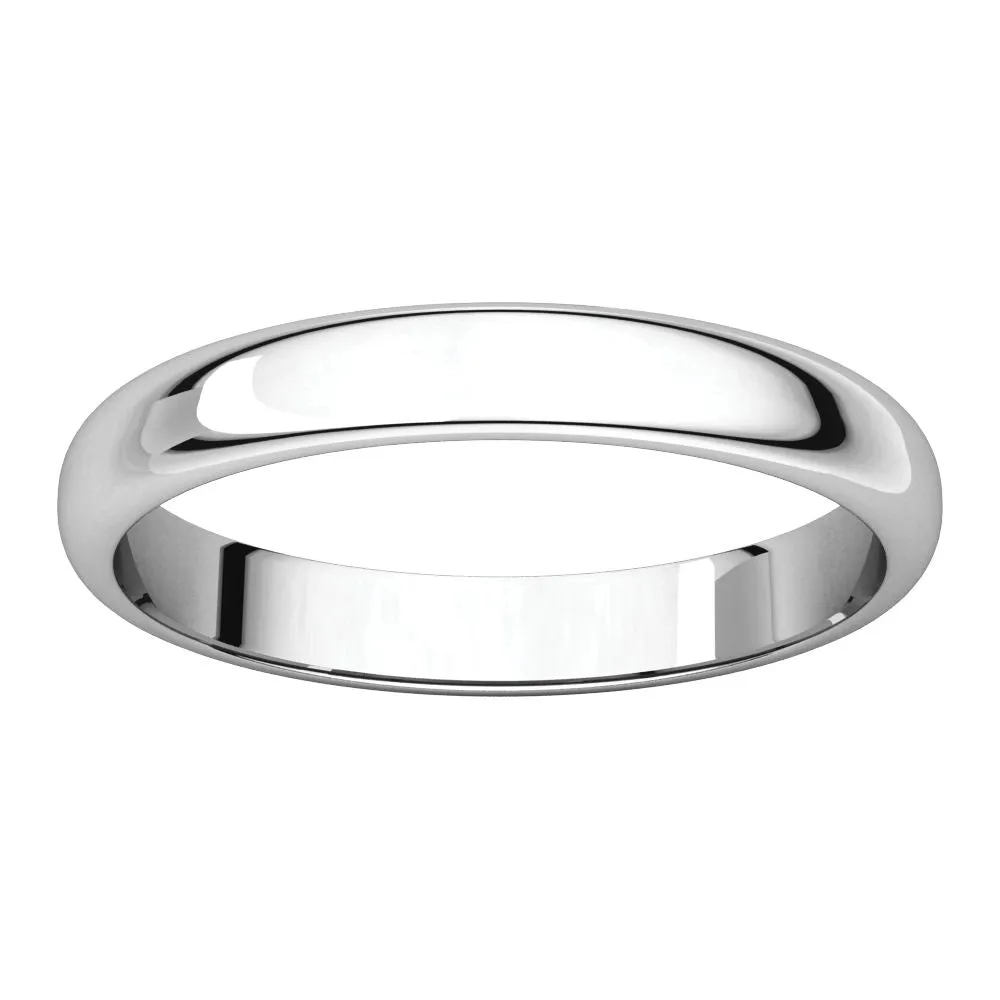 Sterling Silver 3mm Half Round Band, Size 10