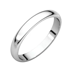 Sterling Silver 3mm Half Round Band, Size 13
