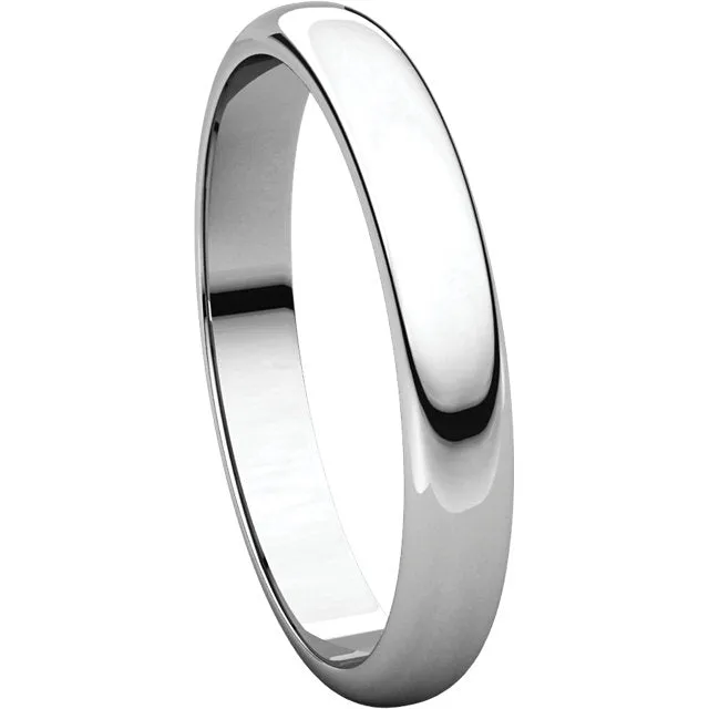 Sterling Silver 3mm Half Round Band, Size 13