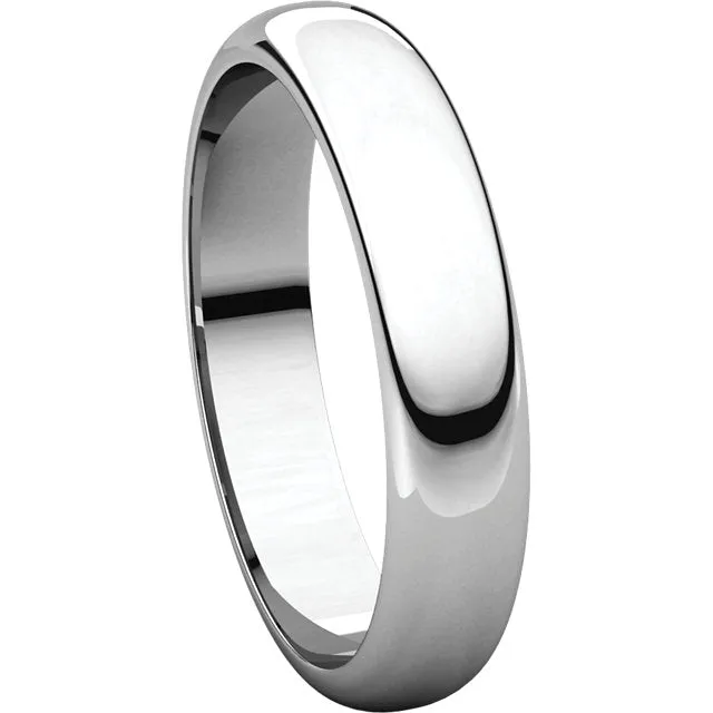 Sterling Silver 4mm Half Round Band, Size 12.5