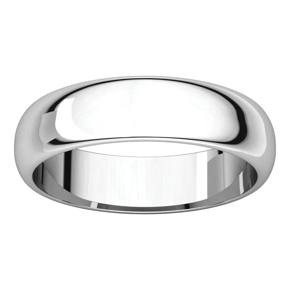 Sterling Silver 5mm Half Round Band, Size 10.5