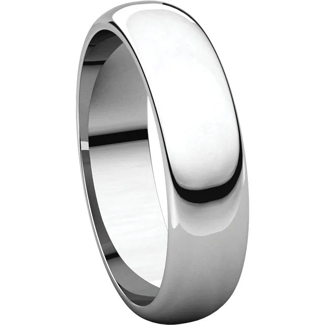 Sterling Silver 5mm Half Round Band, Size 11