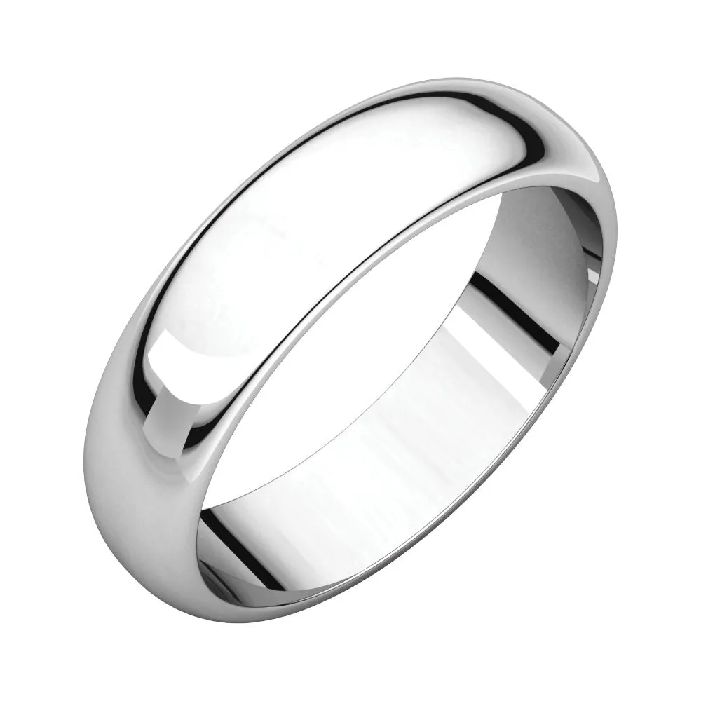 Sterling Silver 5mm Half Round Band, Size 11