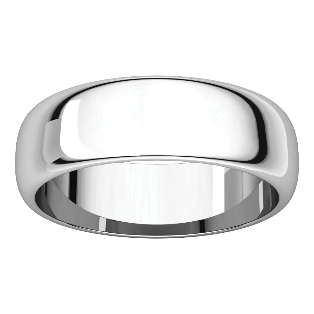 Sterling Silver 6mm Half Round Band, Size 4.5