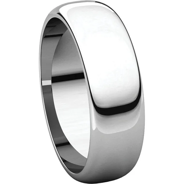 Sterling Silver 6mm Half Round Band, Size 9