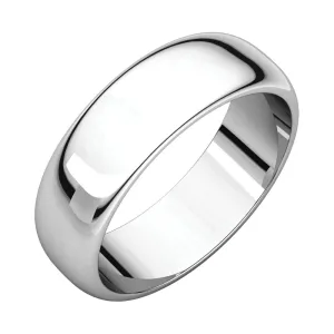 Sterling Silver 6mm Half Round Band, Size 9