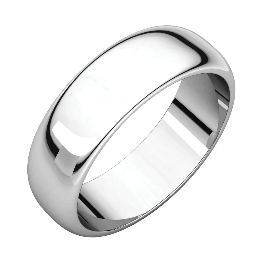 Sterling Silver 6mm Half Round Band, Size 9