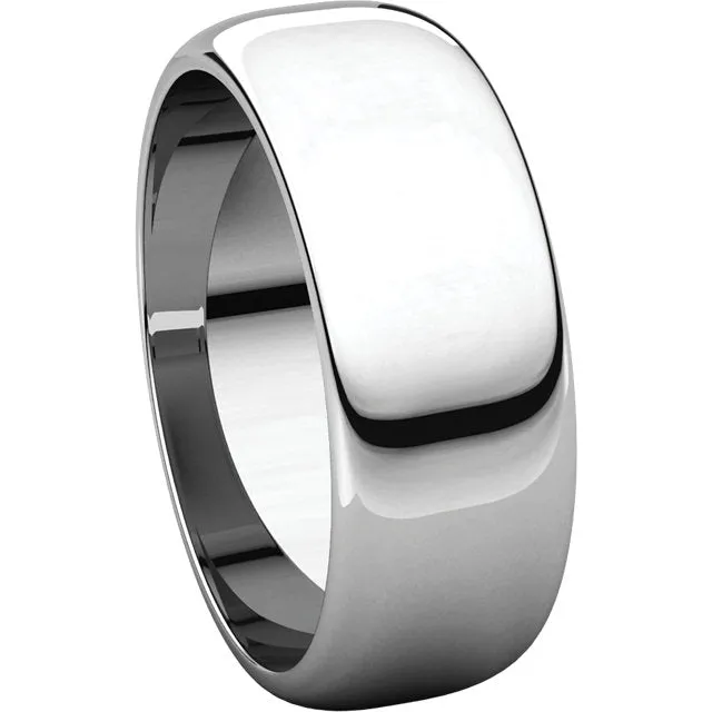Sterling Silver 7mm Half Round Band, Size 6