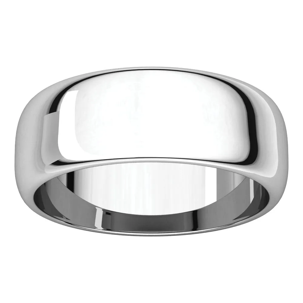 Sterling Silver 7mm Half Round Band, Size 9