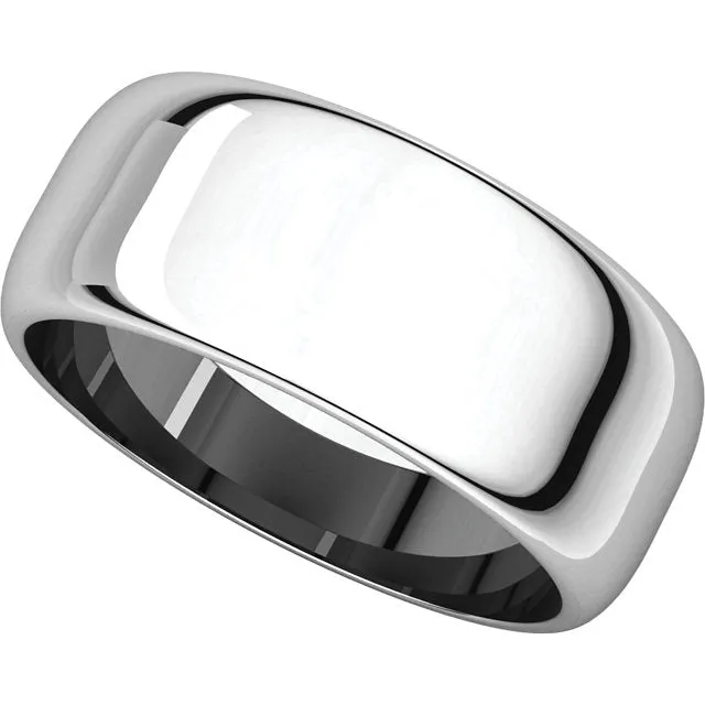 Sterling Silver 8mm Half Round Band, Size 9
