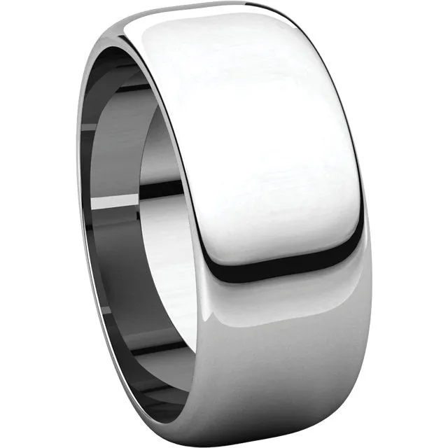 Sterling Silver 8mm Half Round Band, Size 9