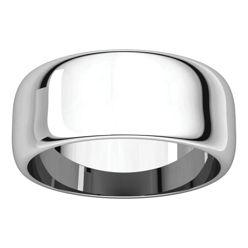 Sterling Silver 8mm Half Round Band, Size 9