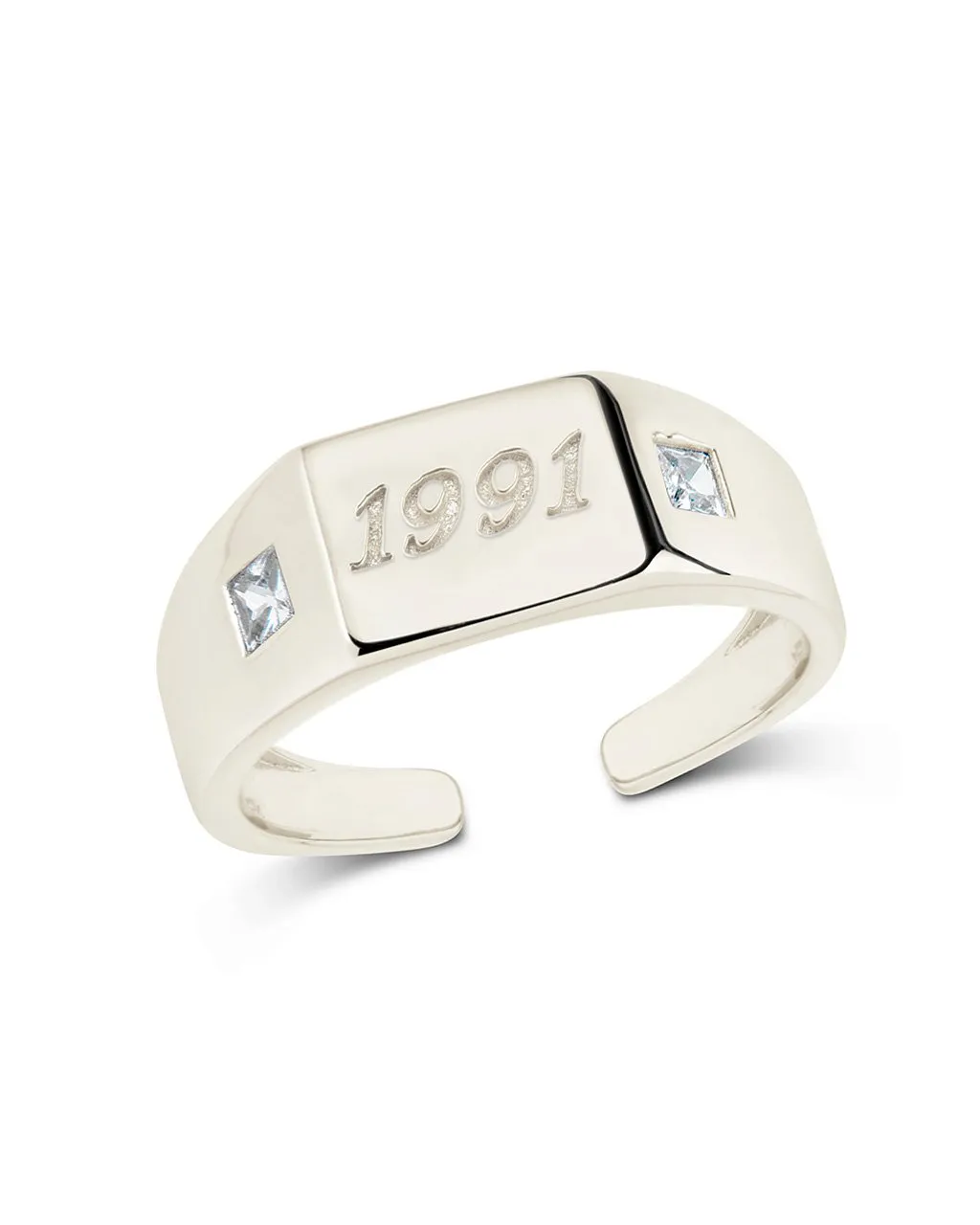 Sterling Silver Birth Year Signet Ring