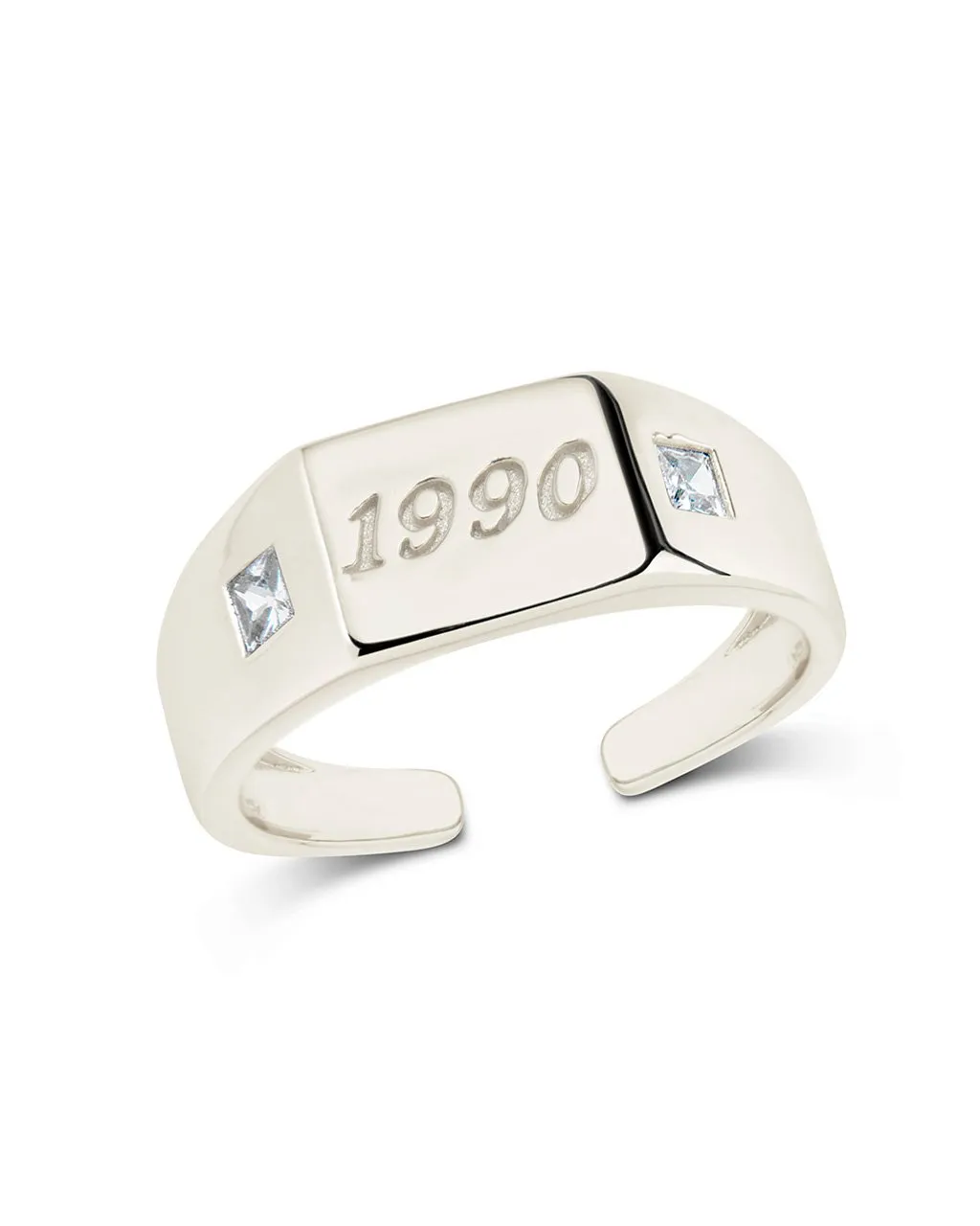 Sterling Silver Birth Year Signet Ring