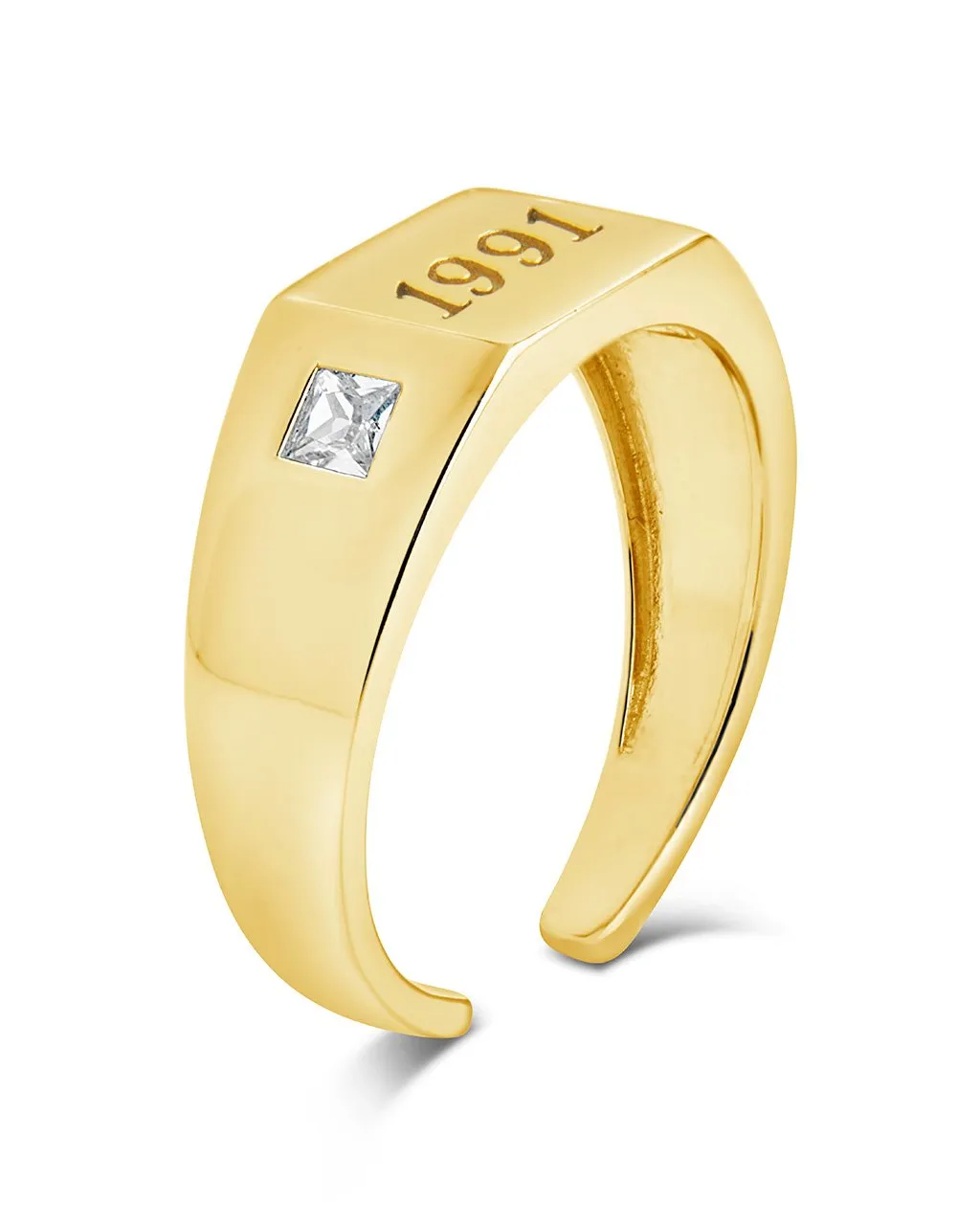 Sterling Silver Birth Year Signet Ring
