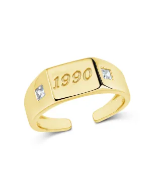 Sterling Silver Birth Year Signet Ring