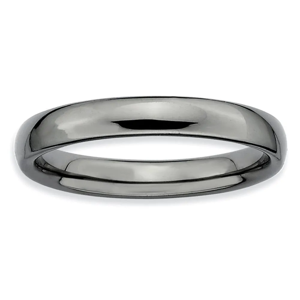 Sterling Silver Black-Plated Polished Ring