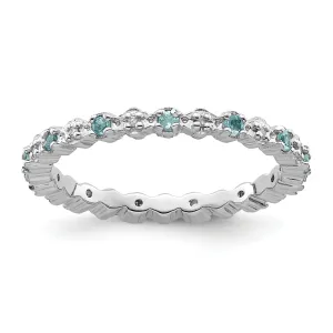 Sterling Silver Blue Topaz Diamond Ring
