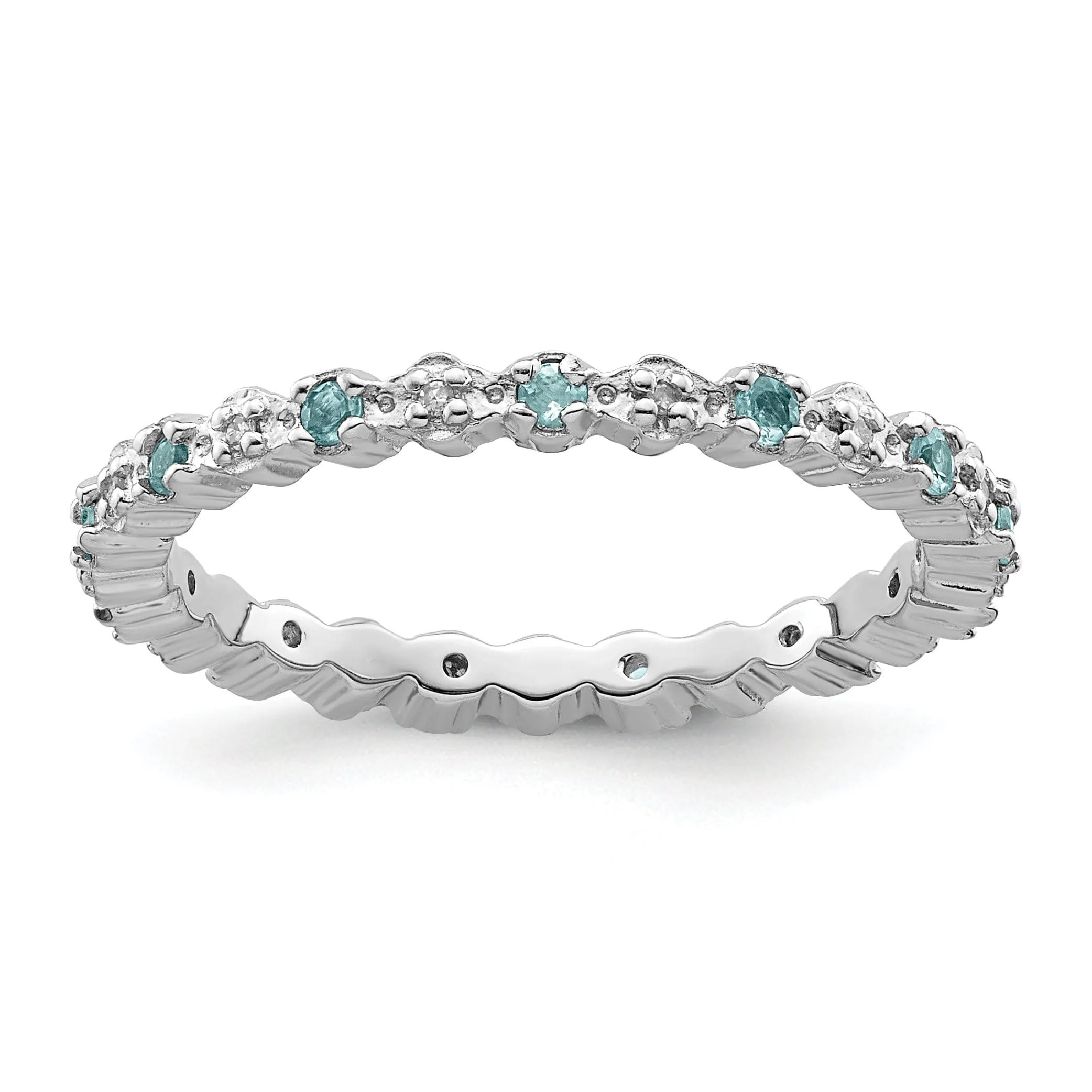Sterling Silver Blue Topaz Diamond Ring