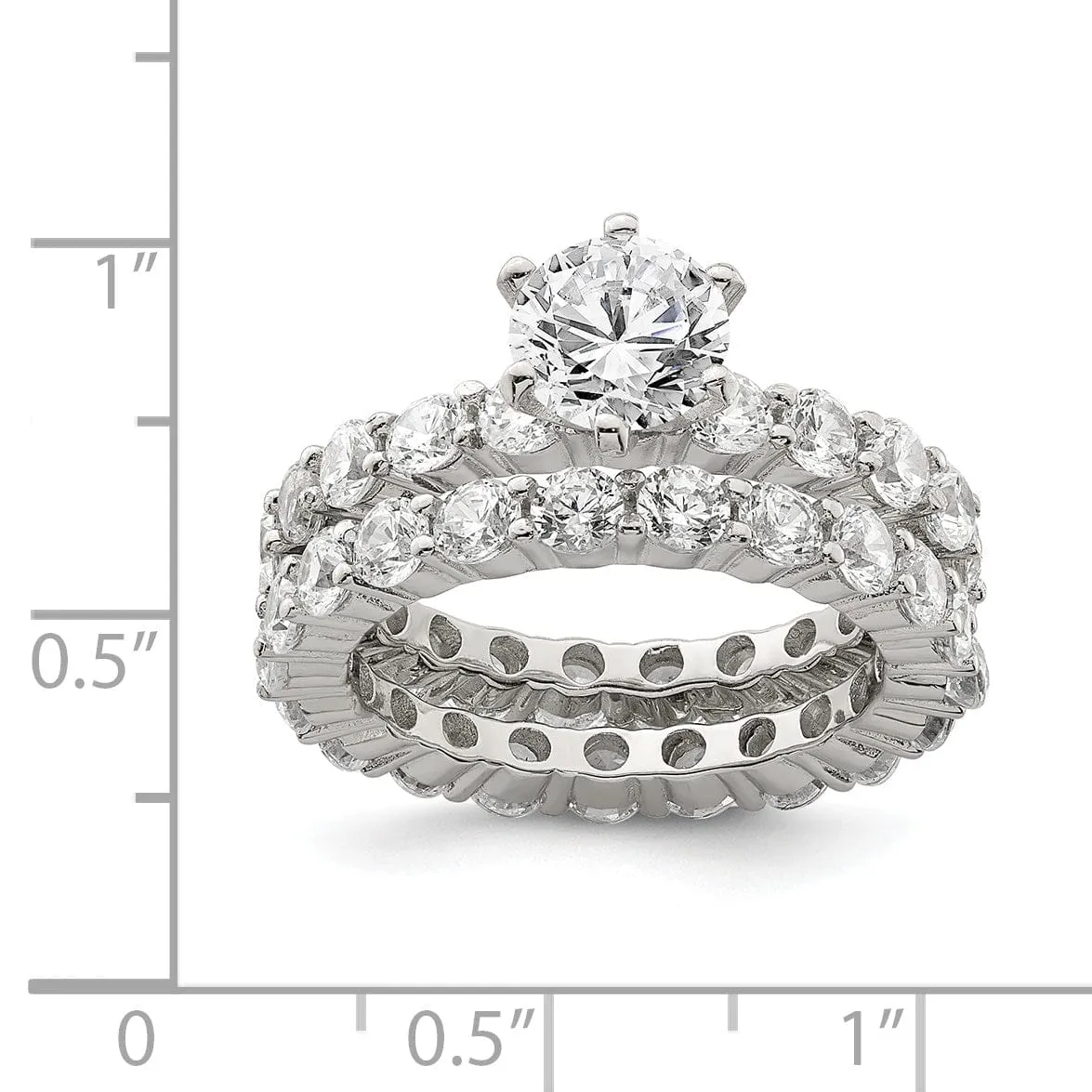 Sterling Silver Cubic Zirconia Band Rings Set