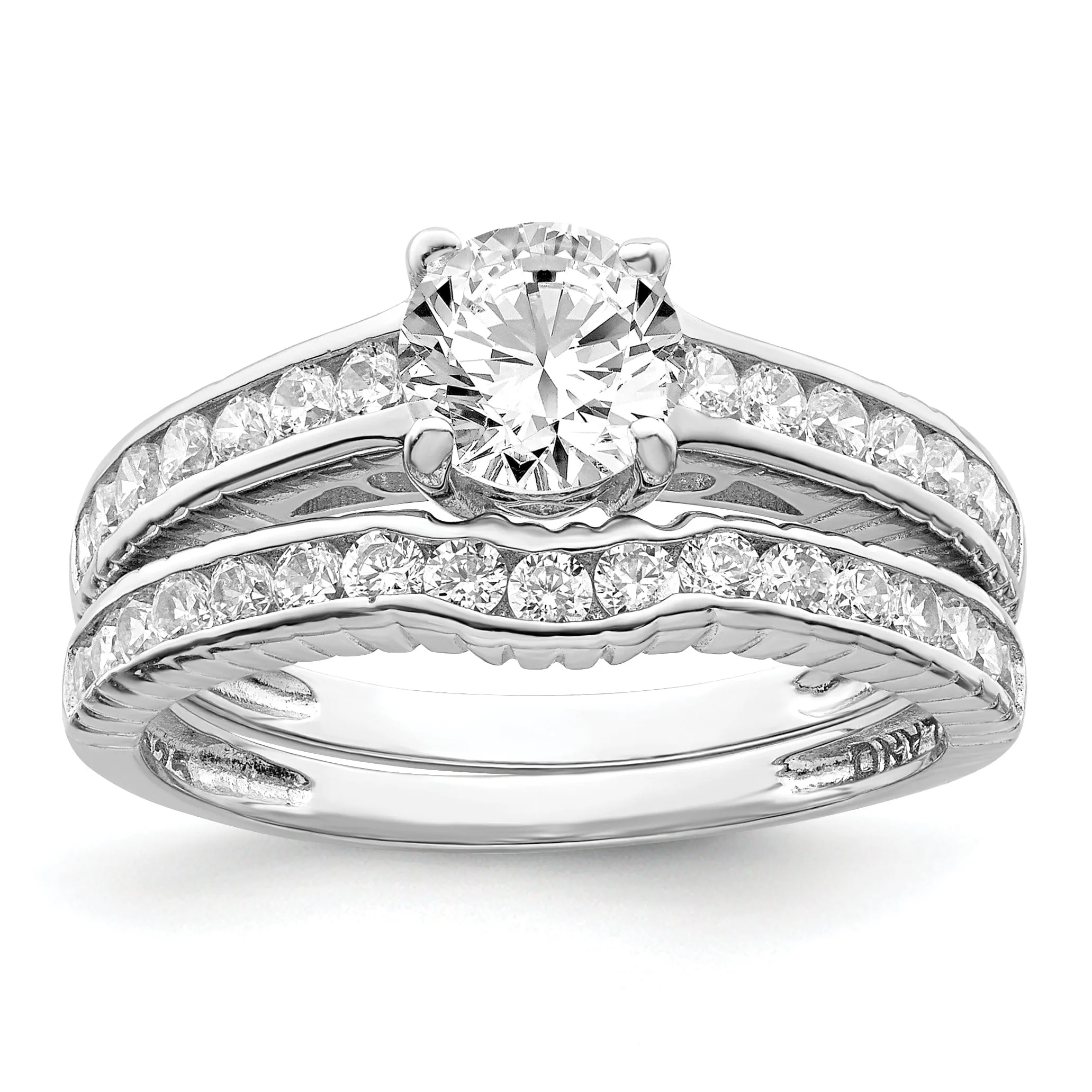 Sterling Silver Cubic Zirconia Band Rings Set