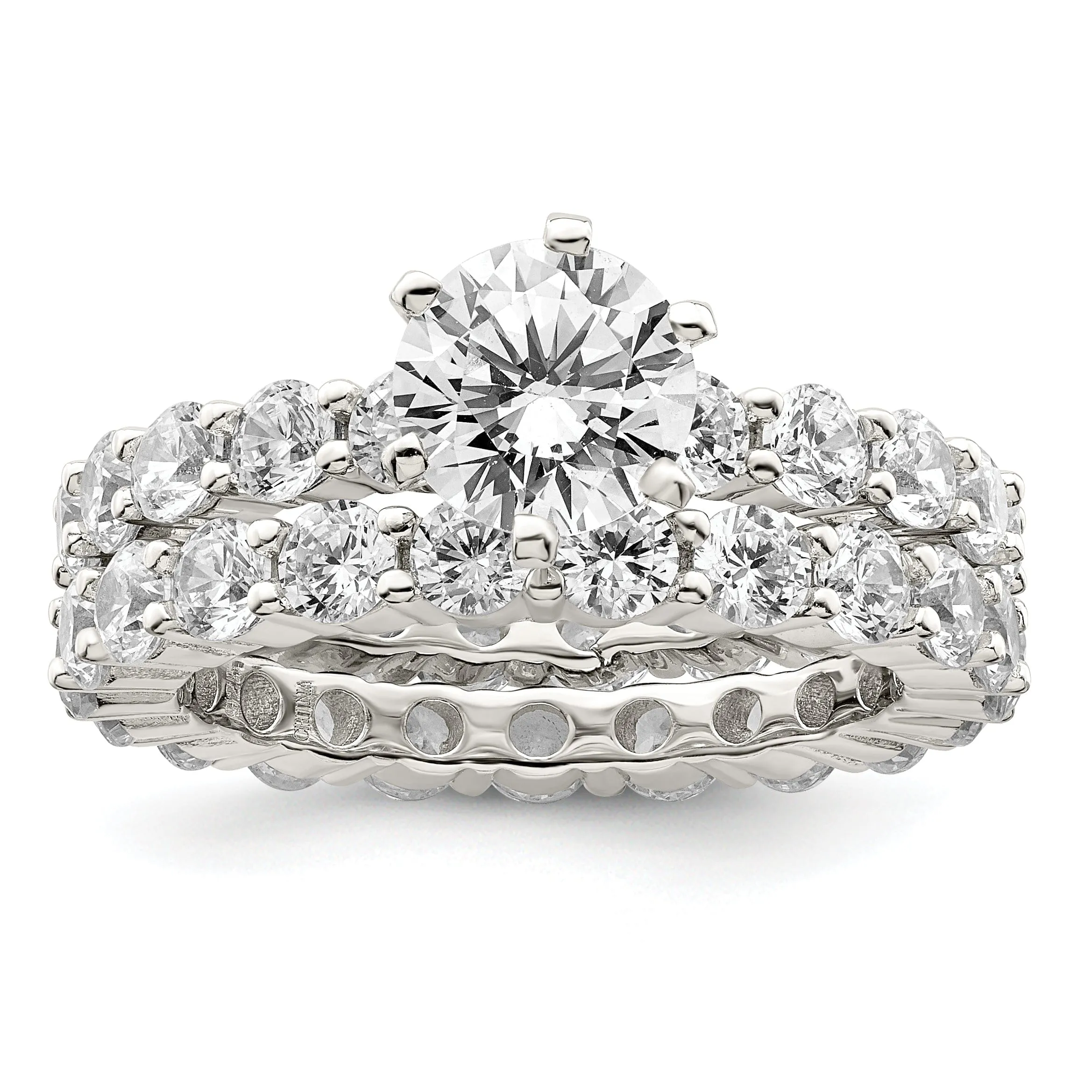 Sterling Silver Cubic Zirconia Band Rings Set