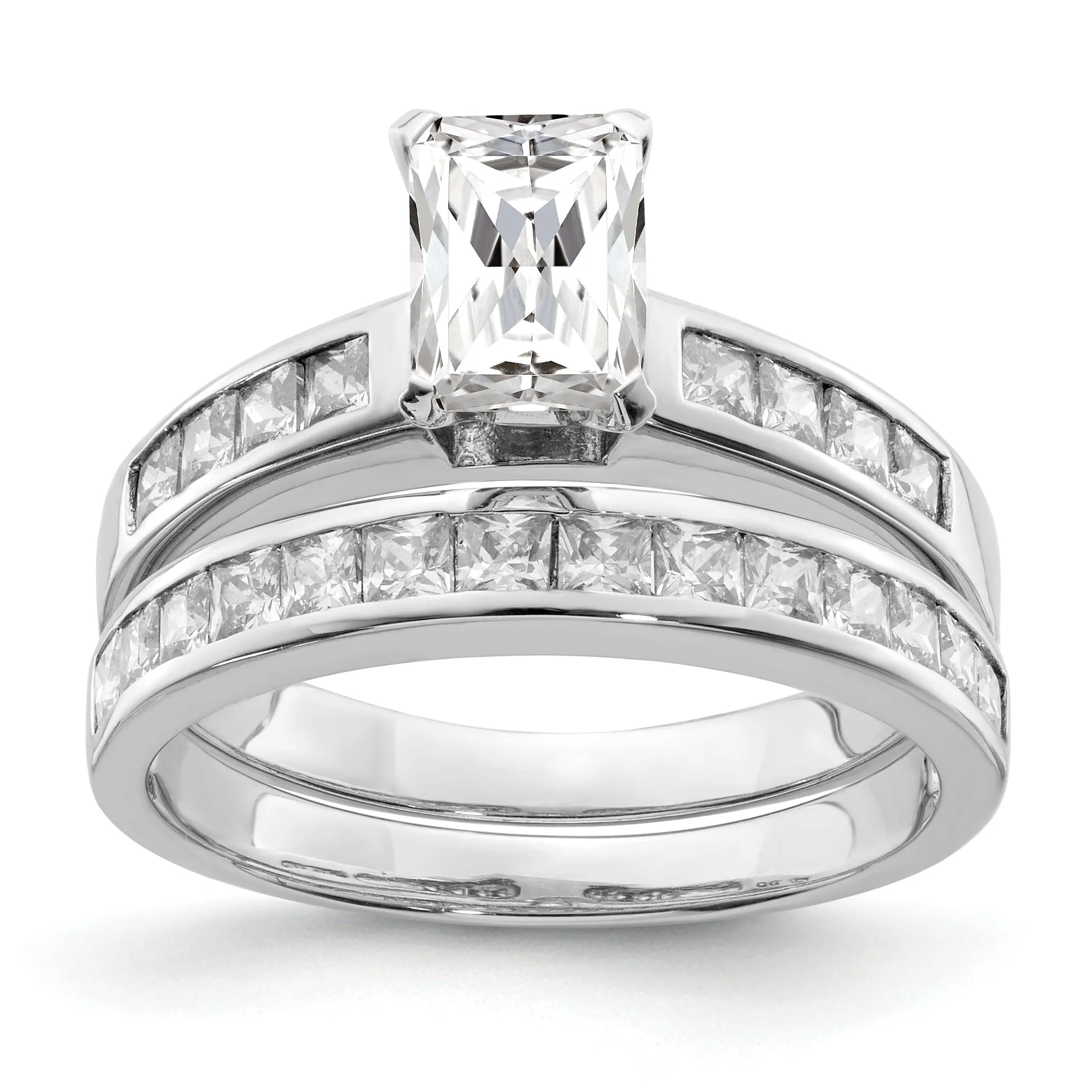 Sterling Silver Cubic Zirconia Band Rings Set