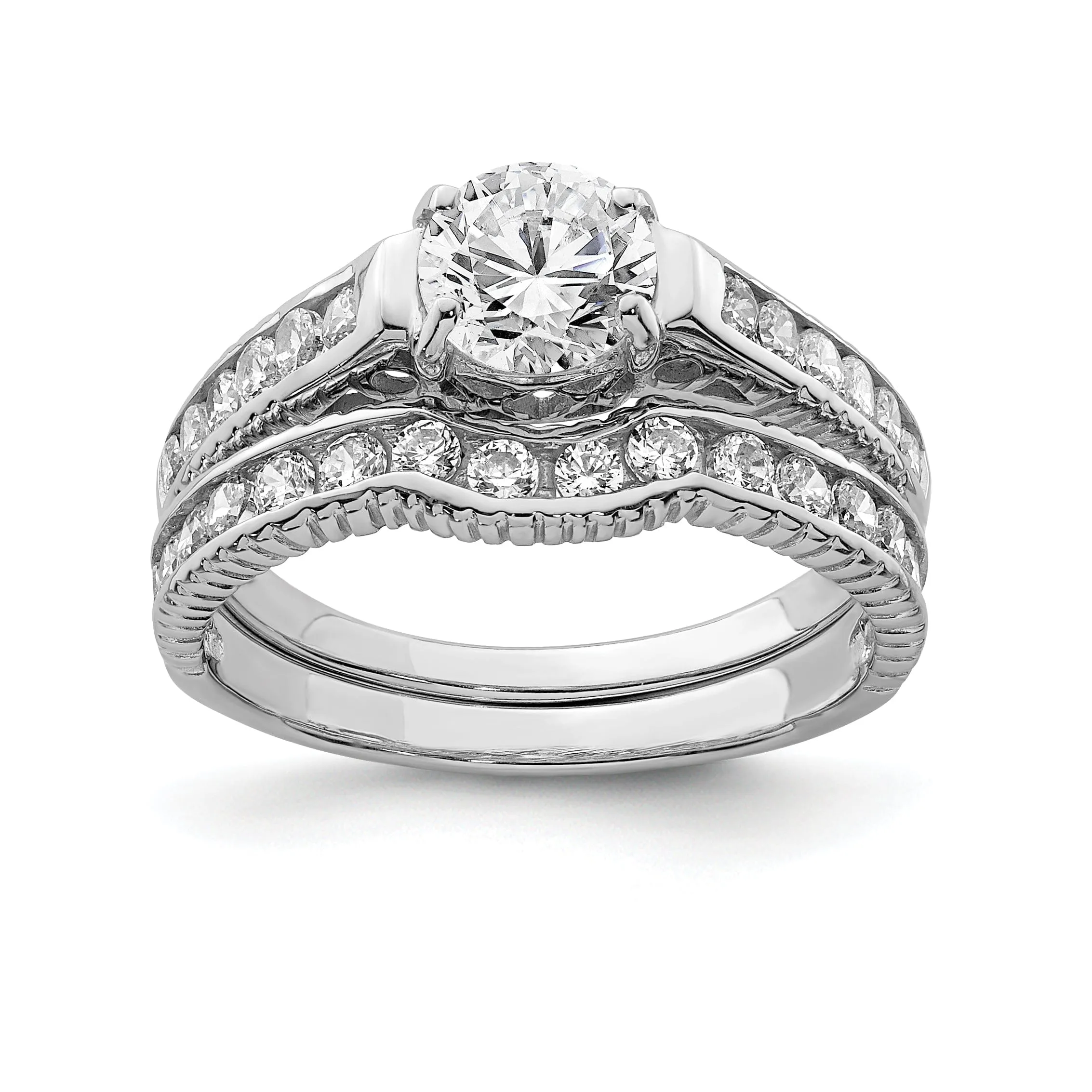 Sterling Silver Cubic Zirconia Band Rings Set