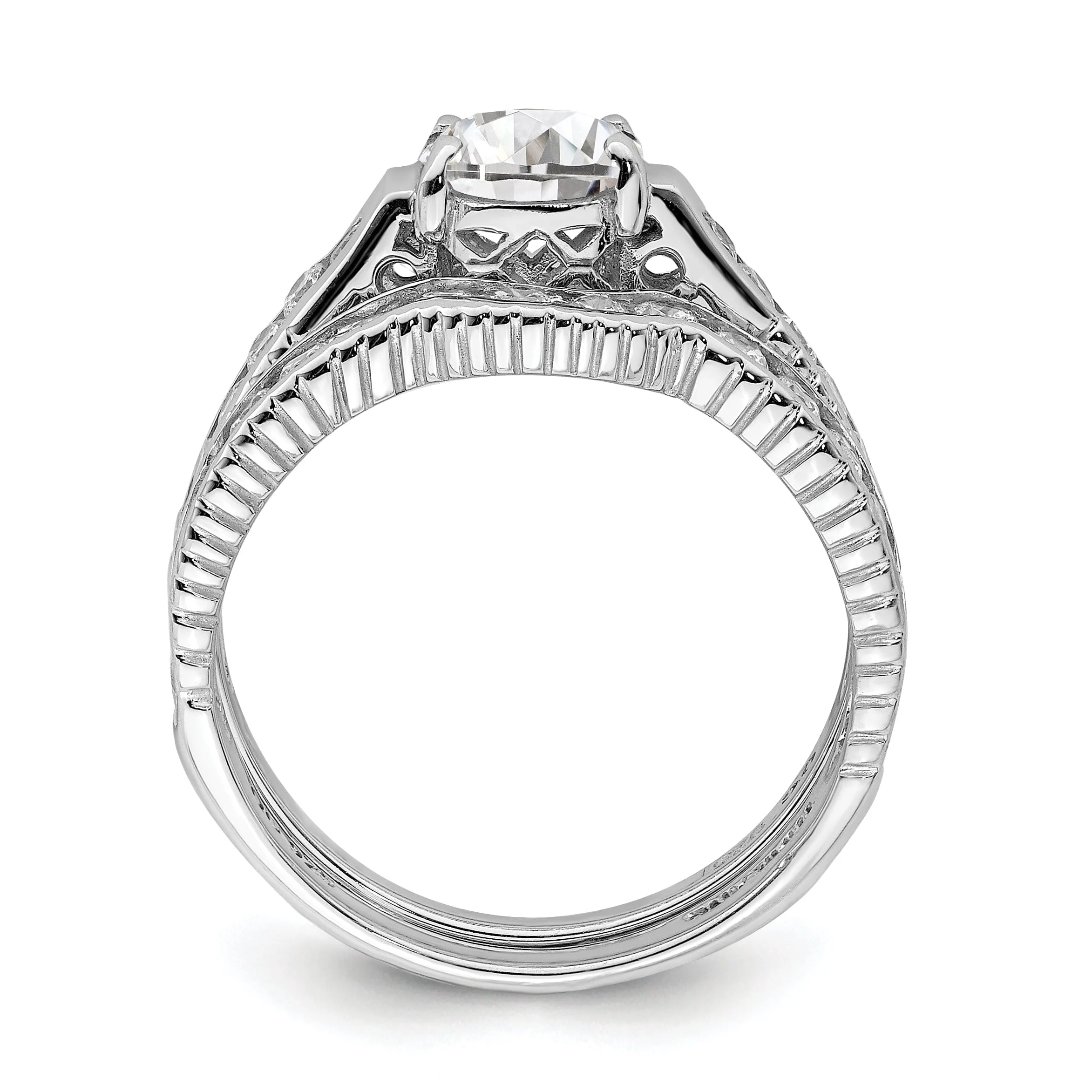 Sterling Silver Cubic Zirconia Band Rings Set