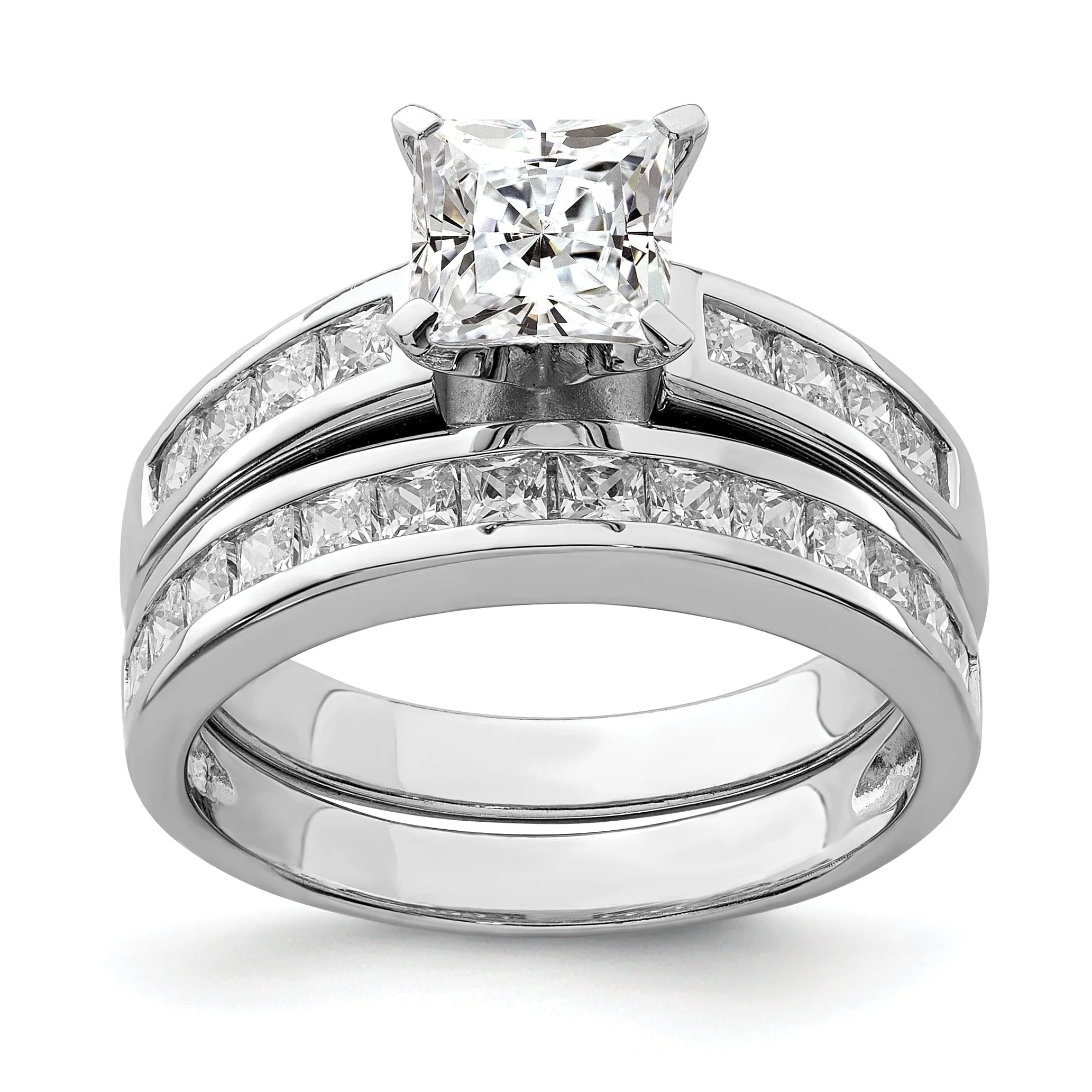 Sterling Silver Cubic Zirconia Band Rings Set