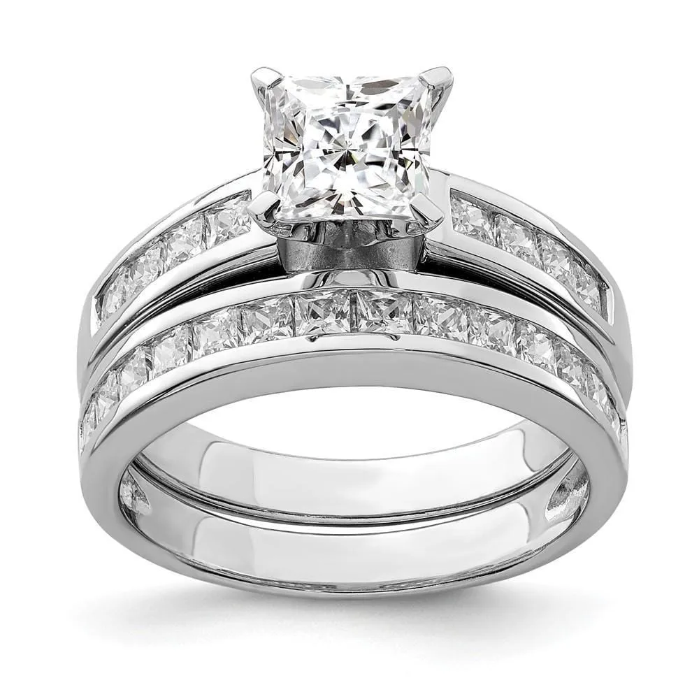 Sterling Silver Cubic Zirconia Band Rings Set