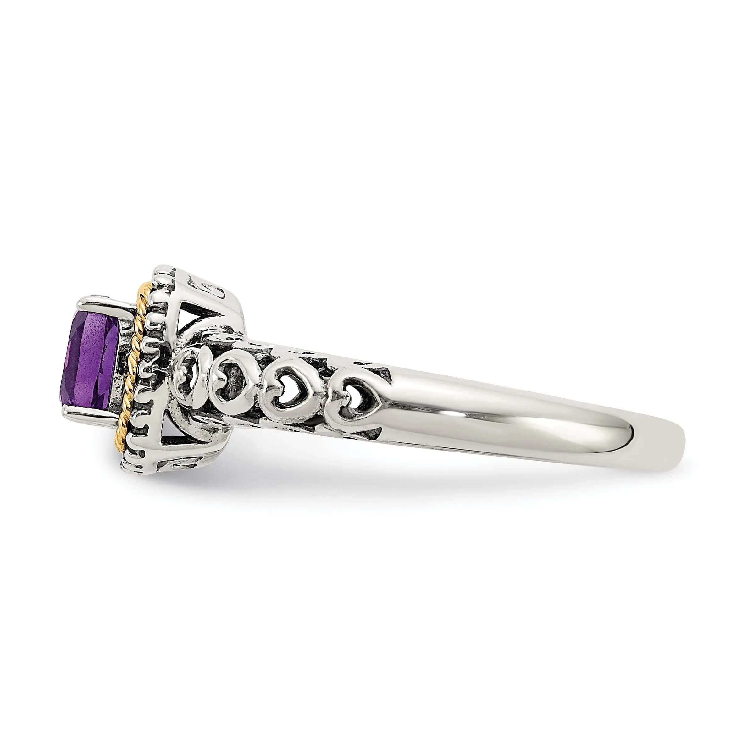 Sterling Silver Gold Amethyst Ring