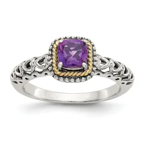 Sterling Silver Gold Amethyst Ring