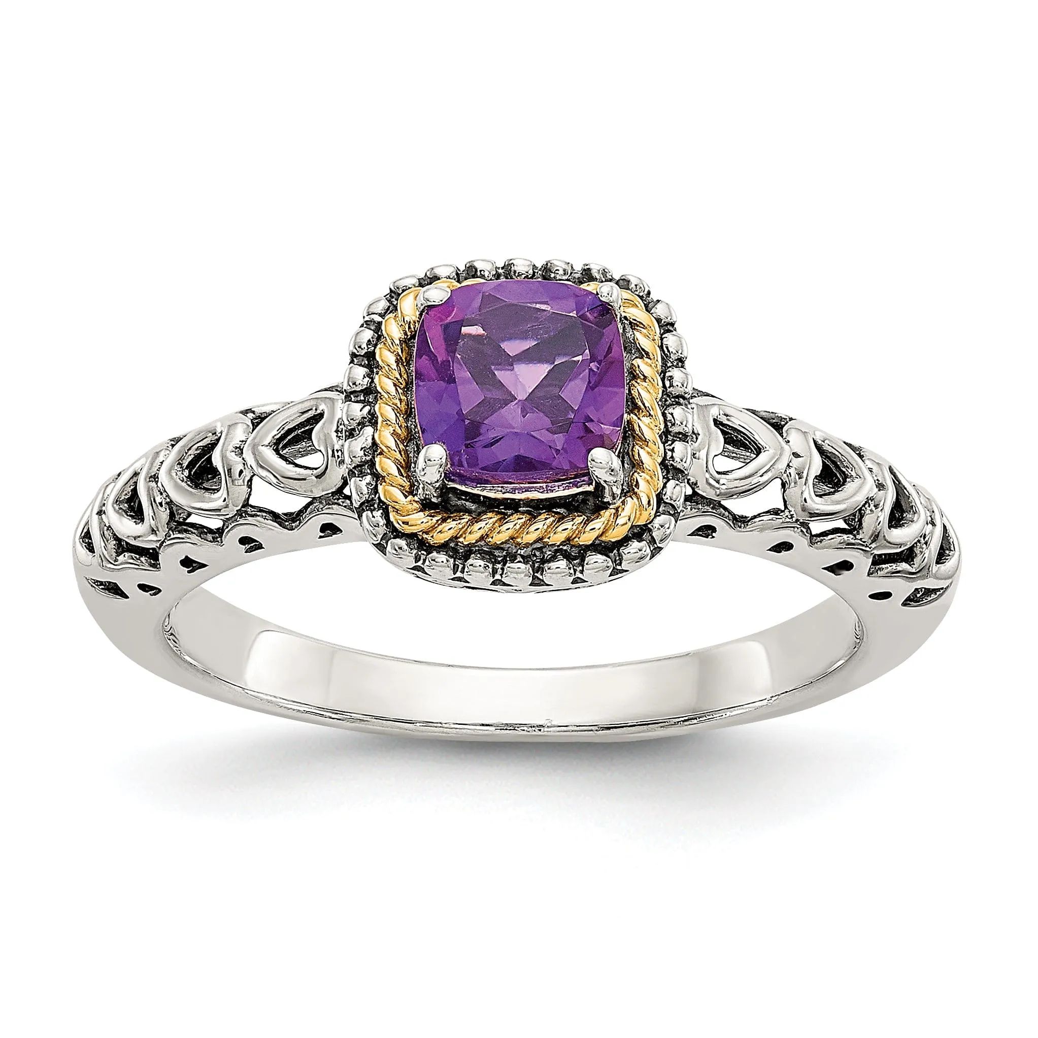 Sterling Silver Gold Amethyst Ring