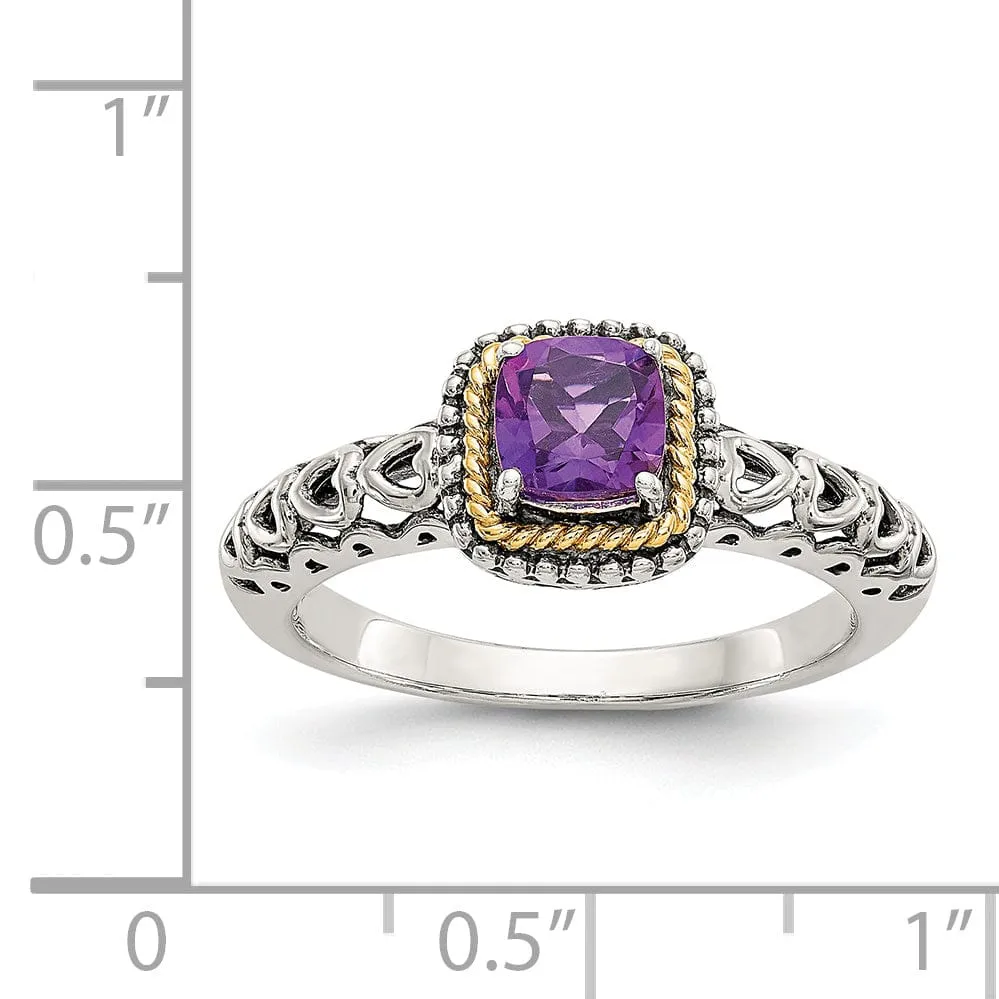 Sterling Silver Gold Amethyst Ring