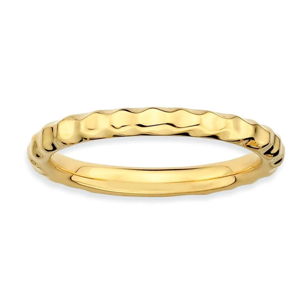 Sterling Silver Gold-Plated Hammered Ring