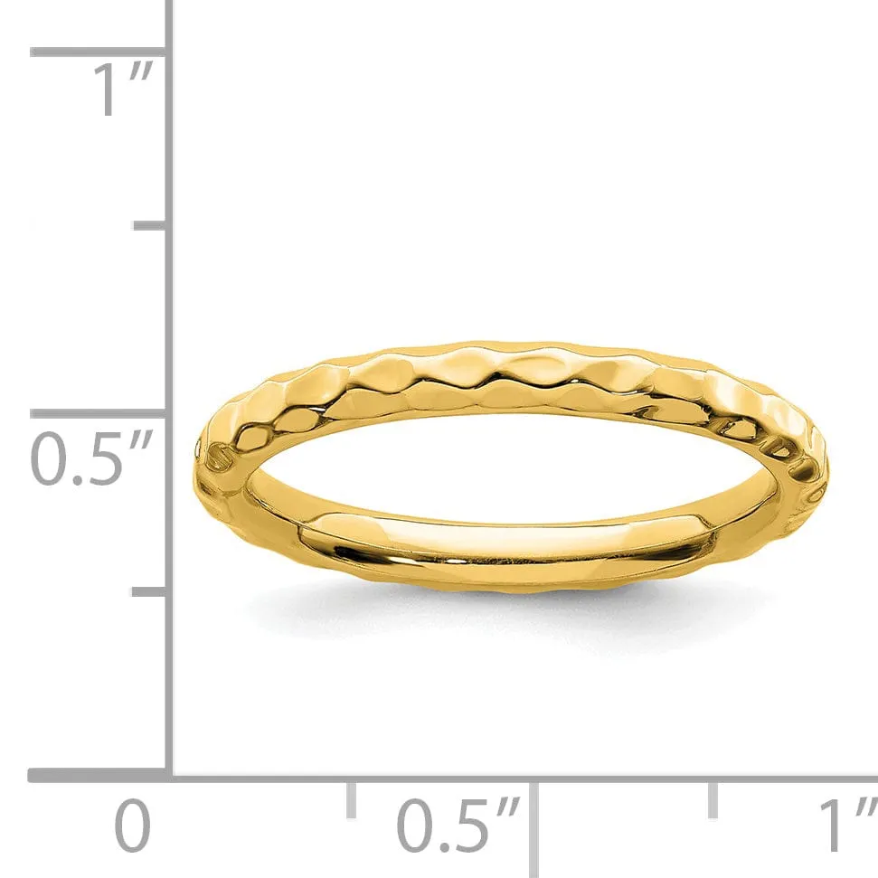 Sterling Silver Gold-Plated Hammered Ring