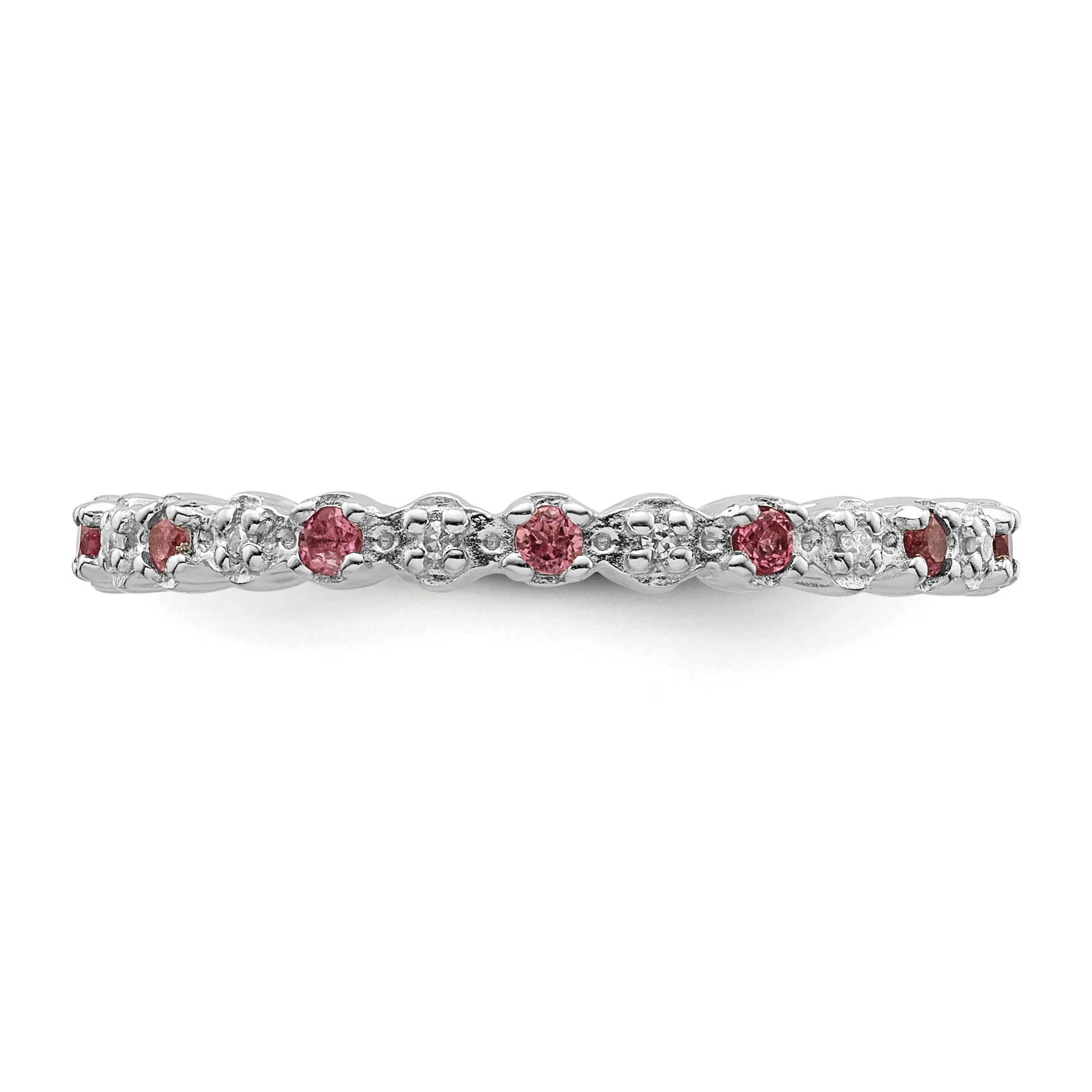 Sterling Silver Pink Tourmaline Diamond Ring