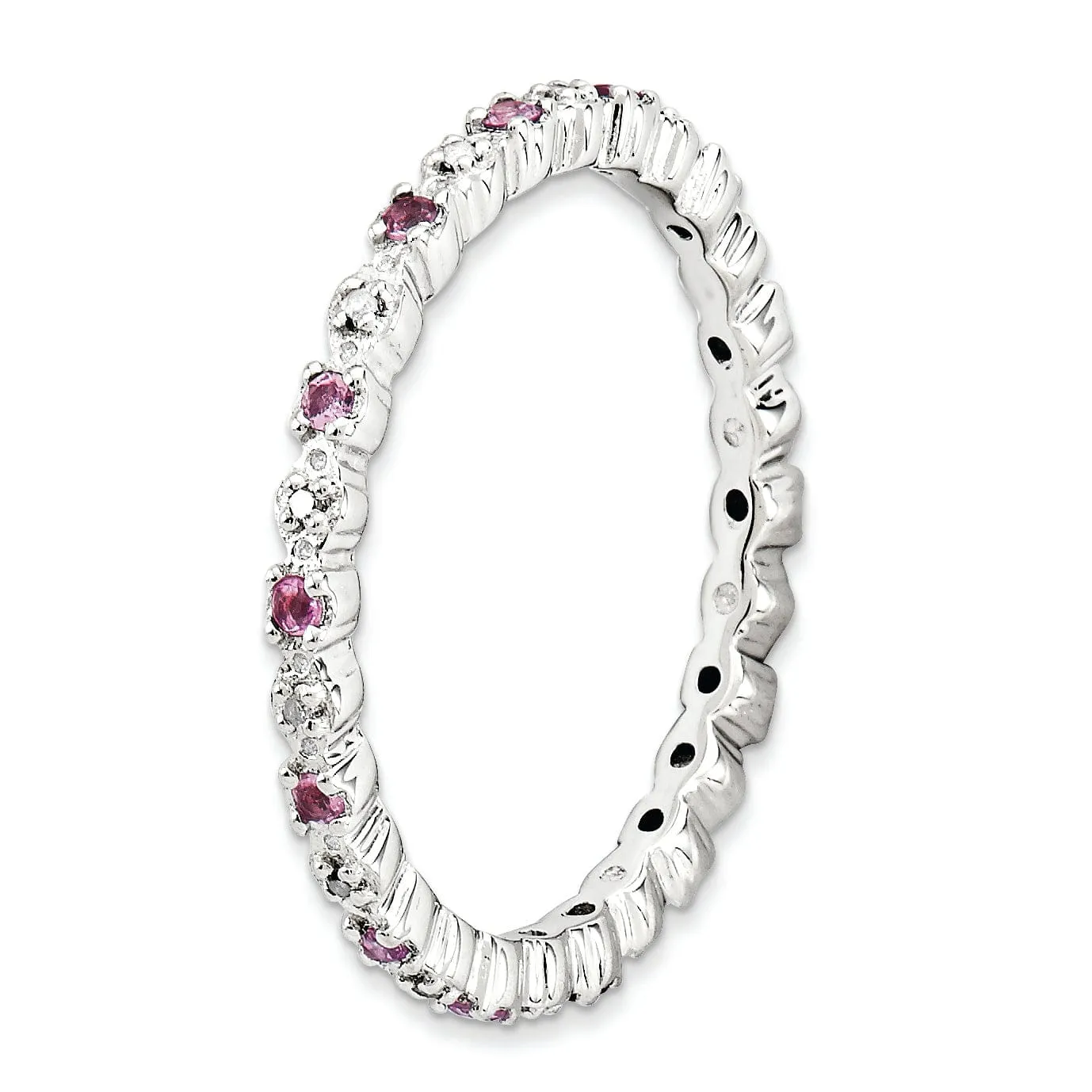 Sterling Silver Pink Tourmaline Diamond Ring