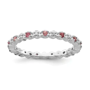 Sterling Silver Pink Tourmaline Diamond Ring