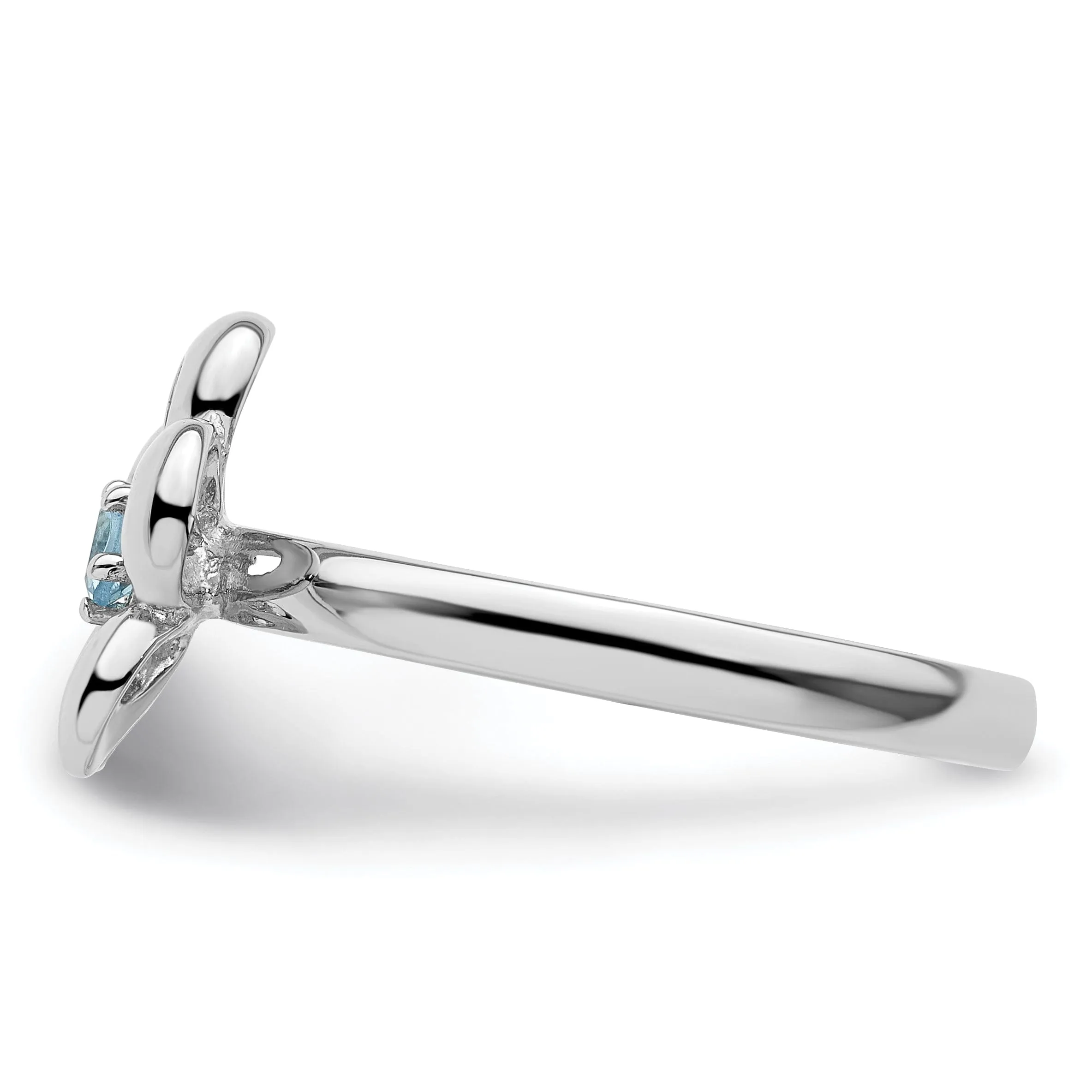 Sterling Silver Polished Blue Topaz Flower Ring