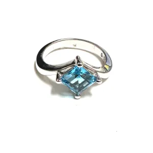Sterling Silver Princess Cut Blue Topaz Ring