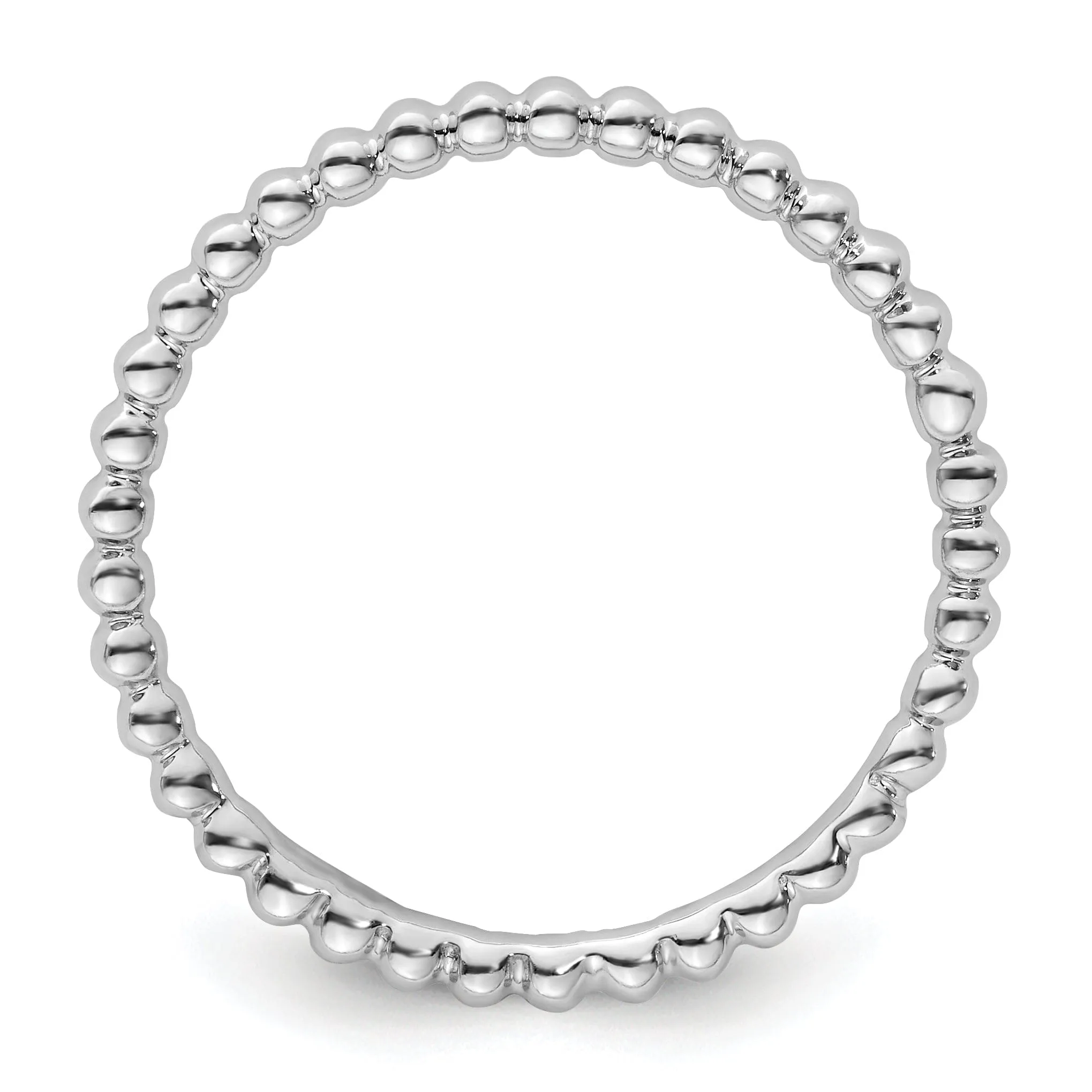 Sterling Silver Rhodium Beaded Ring