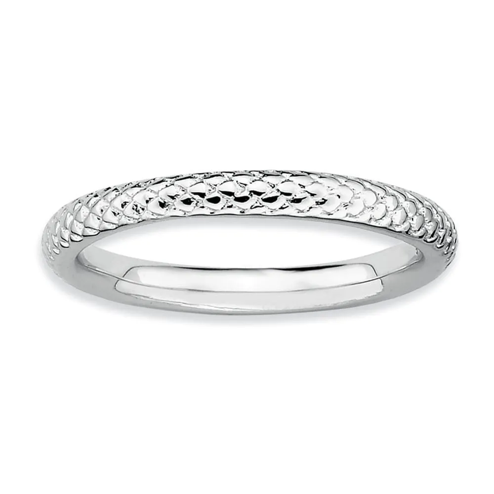 Sterling Silver Rhodium Cable Ring
