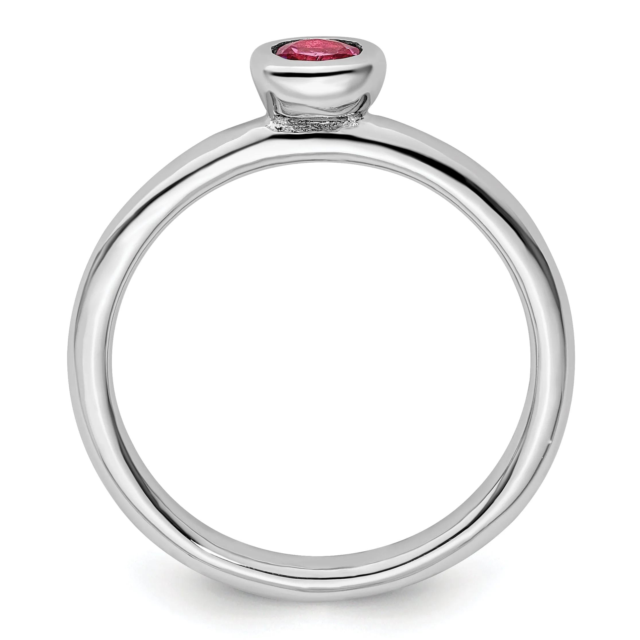 Sterling Silver Round Pink Tourmaline Ring